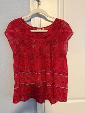 GAP Bright Pink Floral Blouse